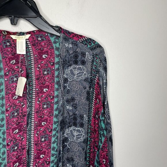 FOREVER 21 Sleeveless Top Womens S/M Open Cardigan NEW Fringe Detail Lightweight - Picture 2 of 9